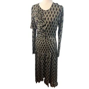 Preen Thornton Bregazzi‎ Maxi Ashley Diamond Dress Geometric Long Sleeves Size L